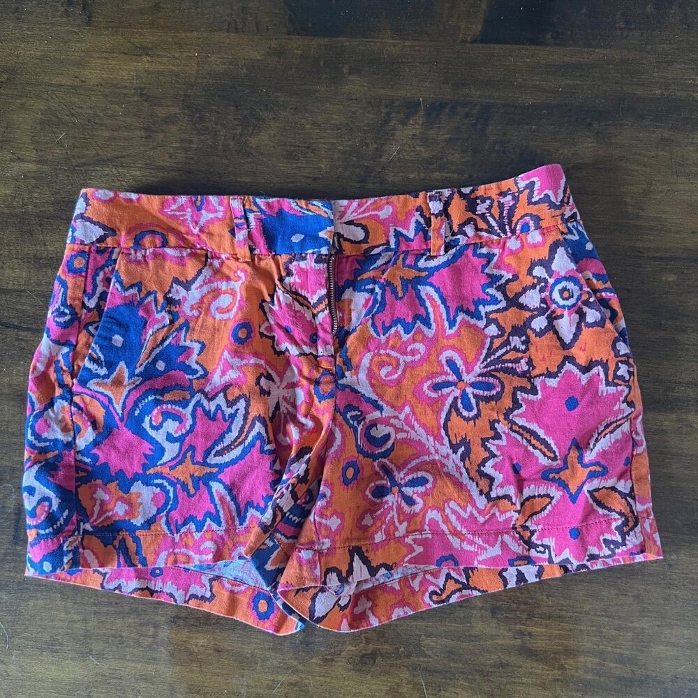 LOFT Shorts Orange Pink Blue Multi Pattern 6